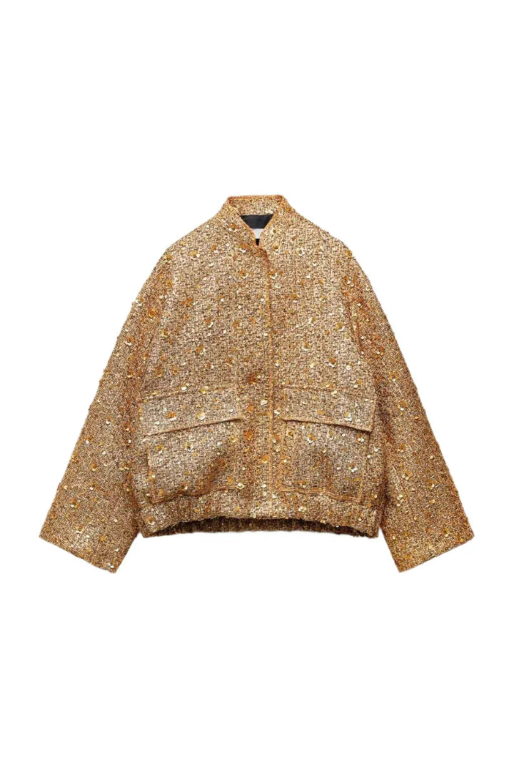 Loise - Metallic Bomber Jacket - Gold/ Metallic / XS