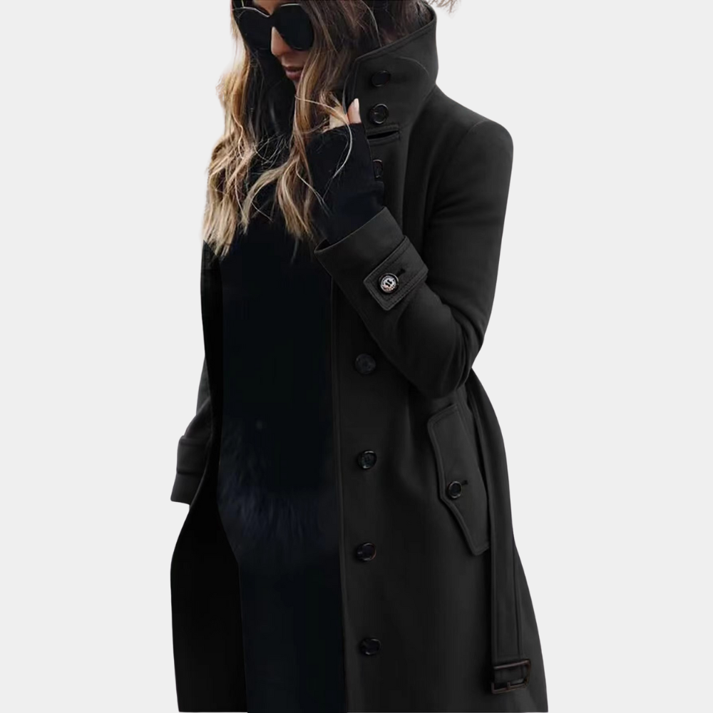 Luna - Timeless Trenchcoat That Keeps You Warm - Black / XS