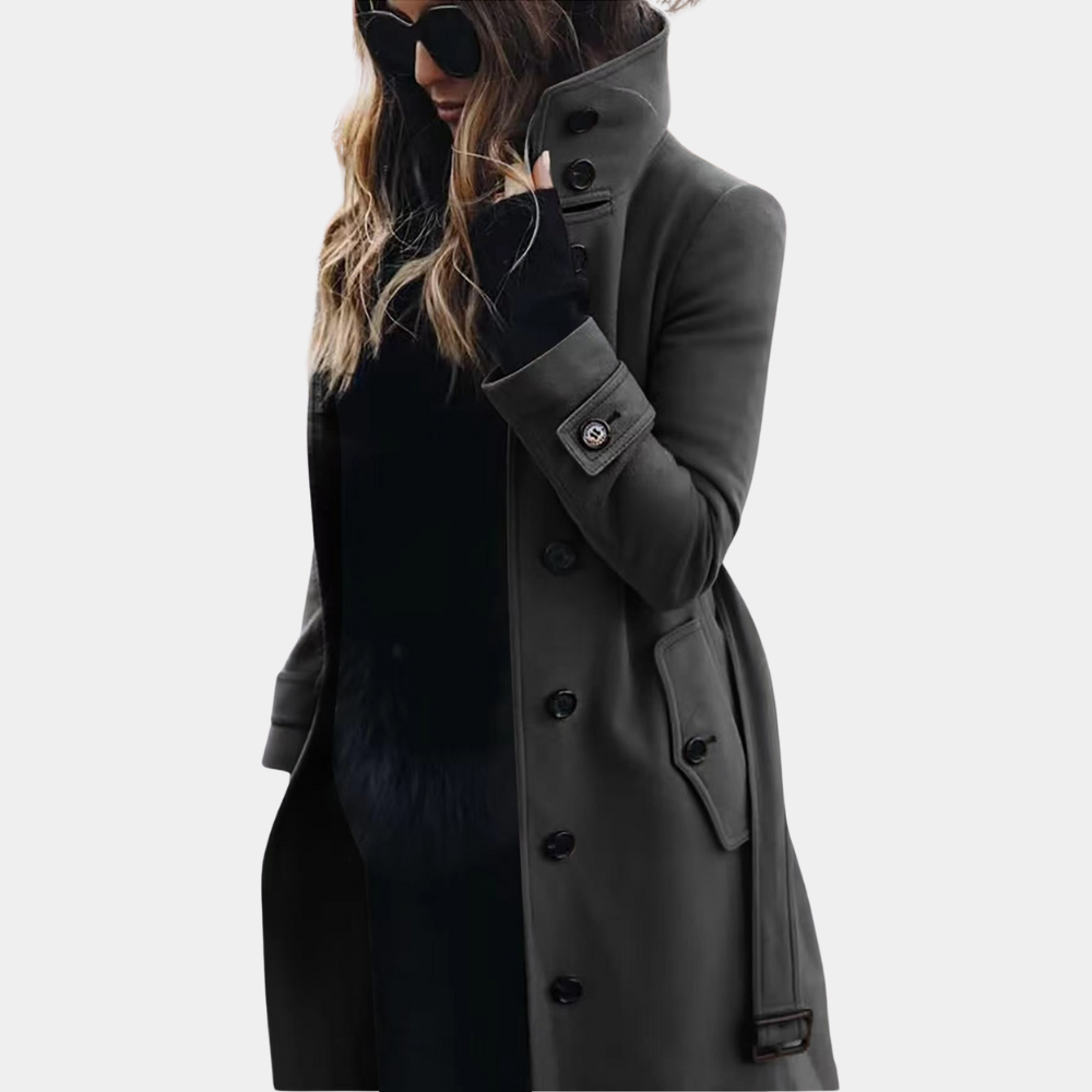 Luna - Timeless Trenchcoat That Keeps You Warm - Dark Grey / XS