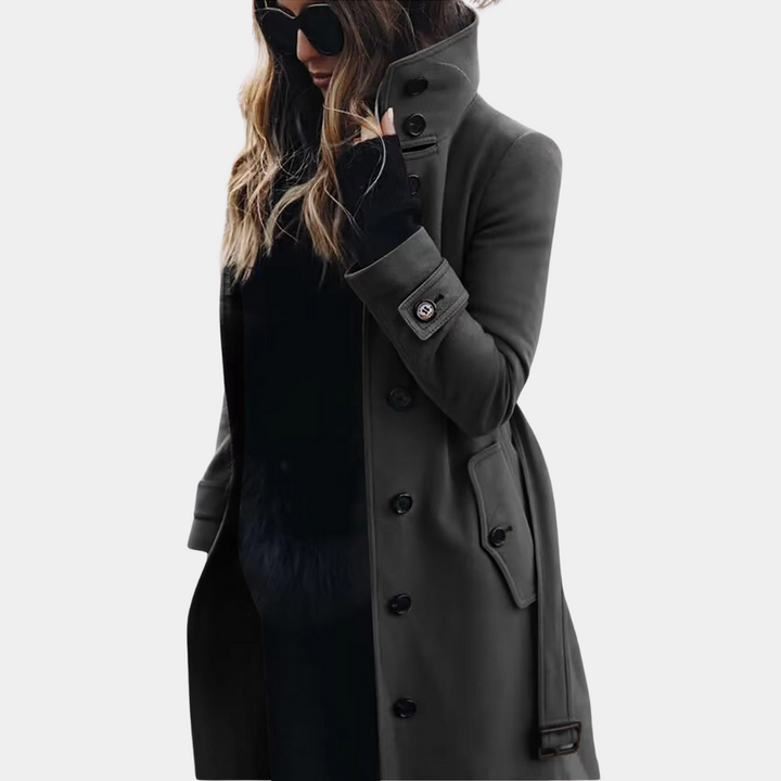 Luna - Timeless Trenchcoat That Keeps You Warm - Dark Grey / XS