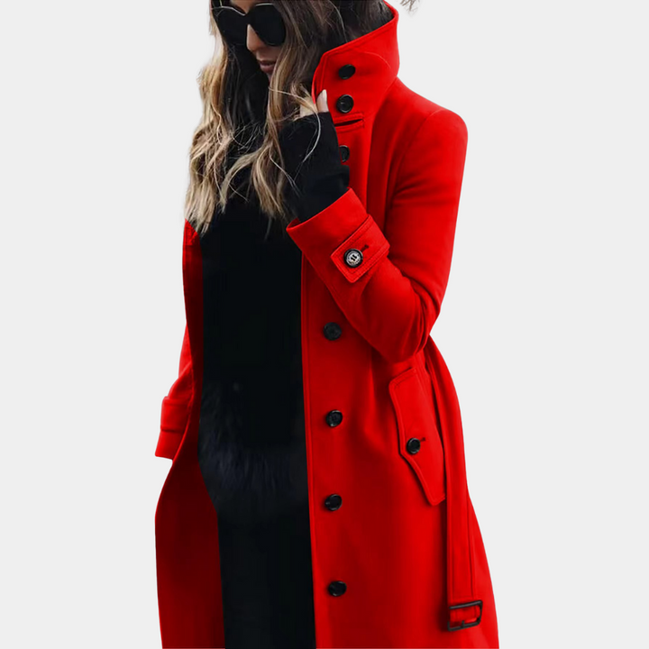 Luna - Timeless Trenchcoat That Keeps You Warm - Red / XS