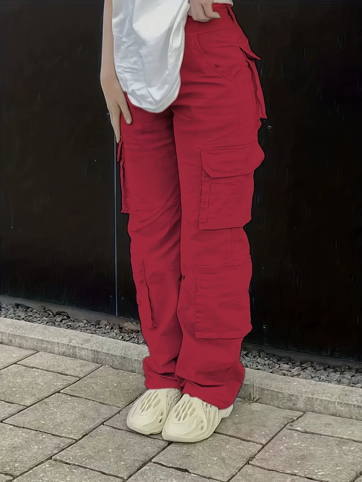 Lydia - Combine Style And Functionality with These Cargo Pants - Red / XS