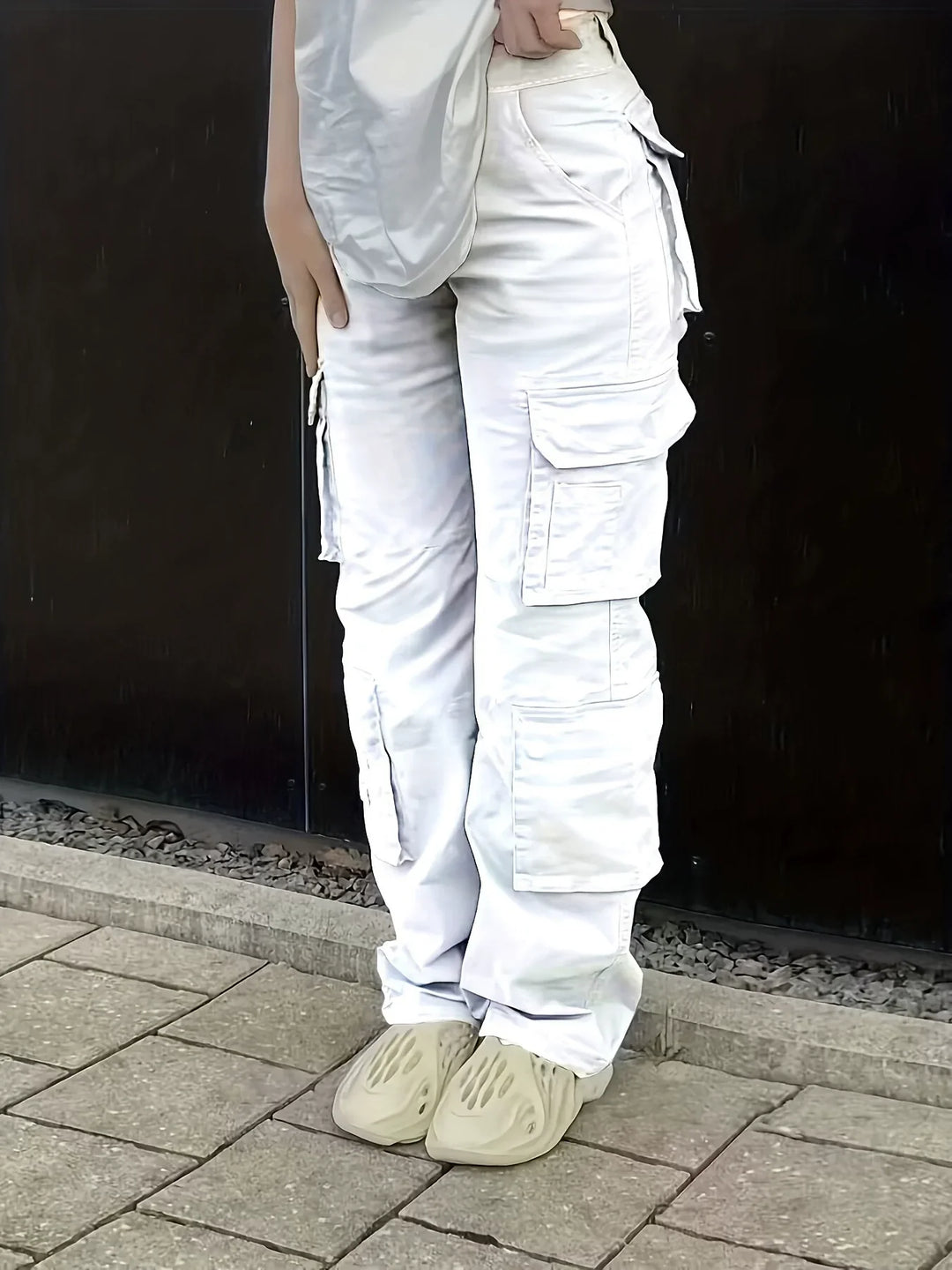 Lydia - Combine Style And Functionality with These Cargo Pants - White / XS