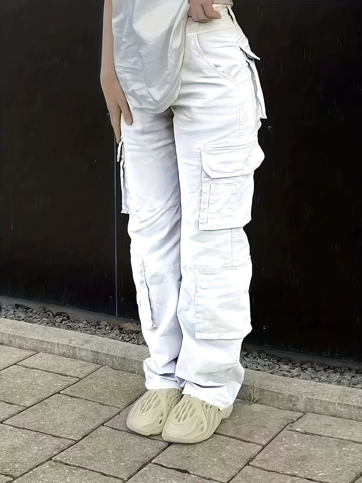 Lydia - Combine Style And Functionality with These Cargo Pants - White / XS