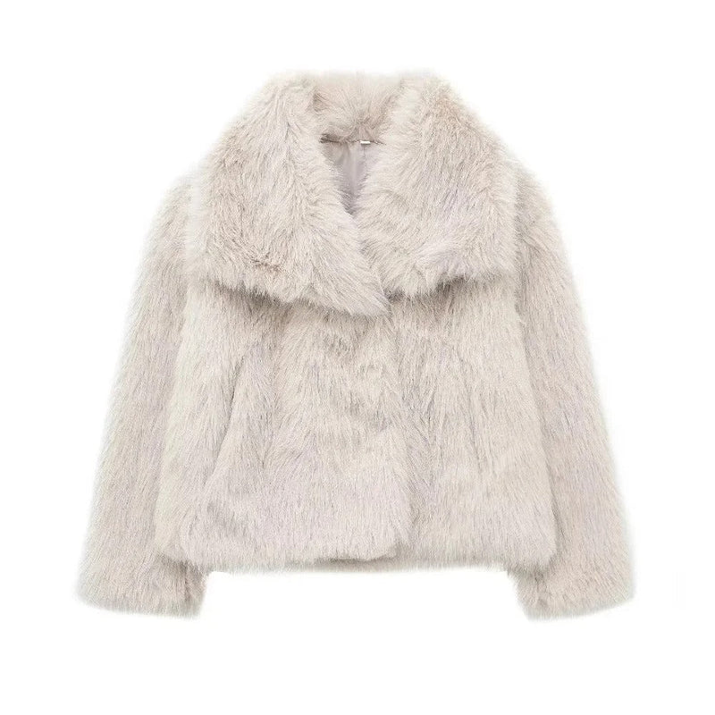 Maja - Warm Winter Coat with Fur - Grey / S