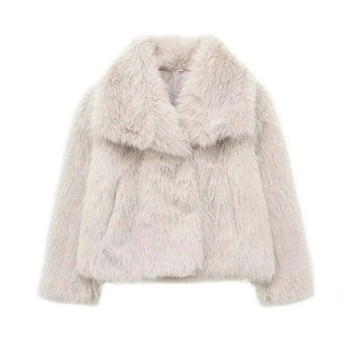 Maja - Warm Winter Coat with Fur - Grey / S