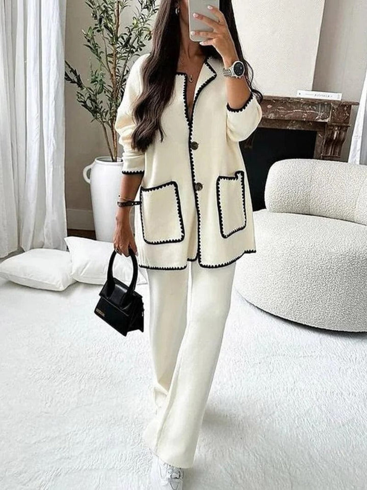 Meggie - Casual Elegance With This Comfort Two-Piece Set - White / S