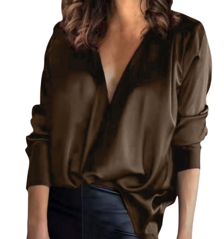Mia - The Perfect Blouse for An Elegant Night Out - Brown / S - Blouses
