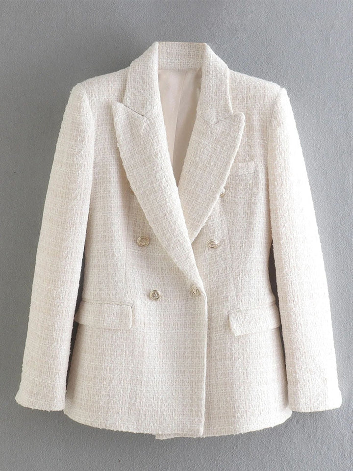 Molly Mae - Chic Double-braced Blazer - Beige / XS