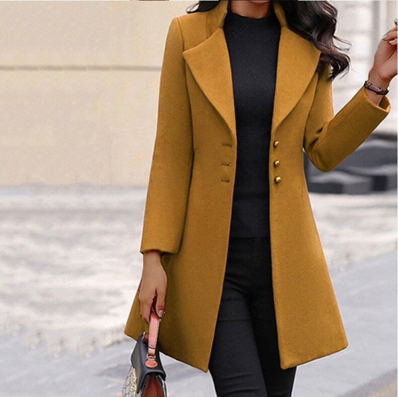 Naomi - Elegant Coat For Style-Conscious Women - Yellow / S (32 - 34)