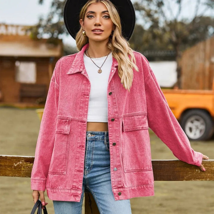 Nicola - Denim Casual Jacket - Pink / XS - jackets