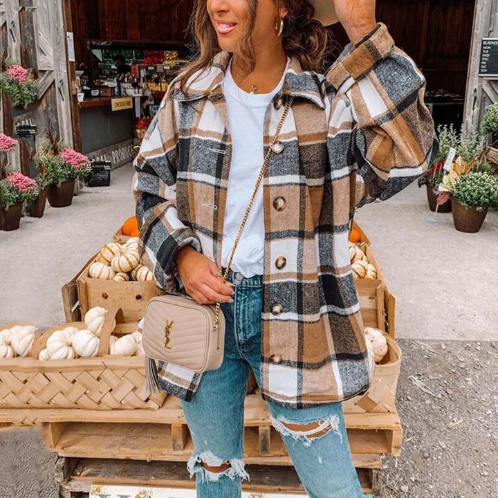 Philomenia - Trendy Flannel Shirt - Coffee / XS - Polo