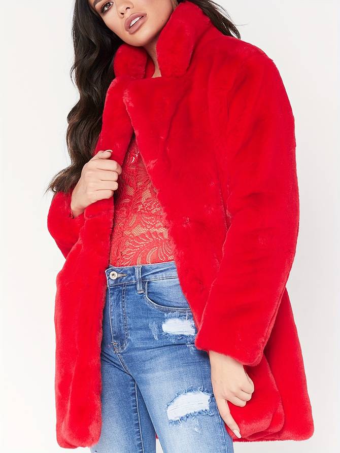 Princess - Fluffy Warm Coat - Red / S - Winter Coat