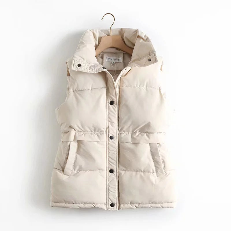 Sally - Stylish Padded Bodywarmer - Beige / S