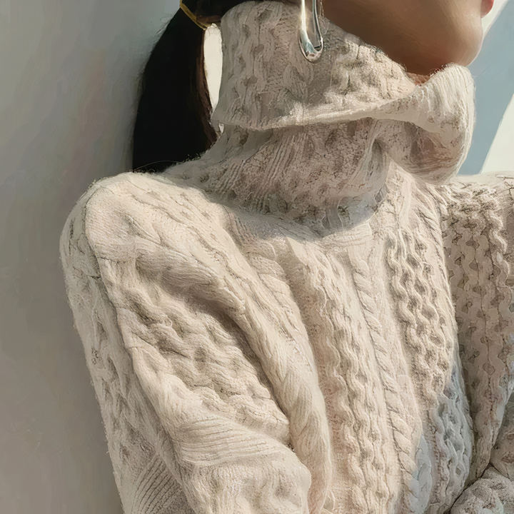 Serafina - Cashmere Turtleneck - Beige / S - Sweater