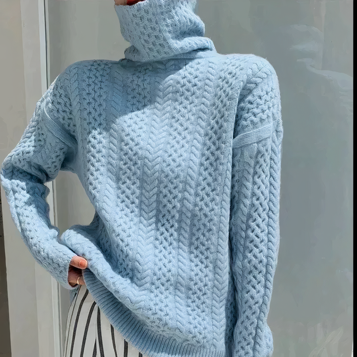 Serafina - Cashmere Turtleneck - Blue / S - Sweater