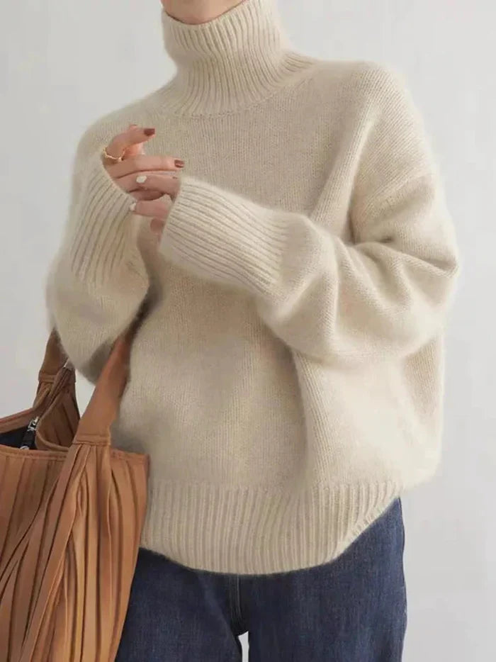 Sofia - Cashmere Turtleneck Jumper - Beige / S