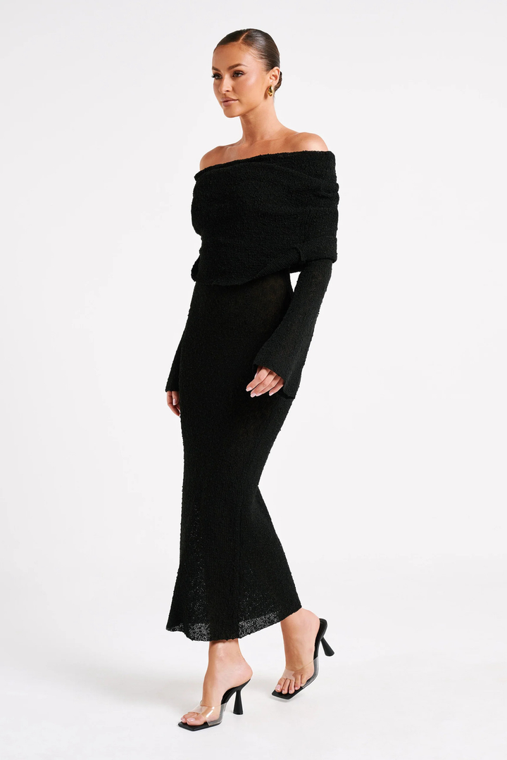 Sophie - Off-Shoulder Maxi Dress - Black / S