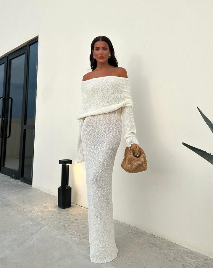 Sophie - Off-Shoulder Maxi Dress - White / S