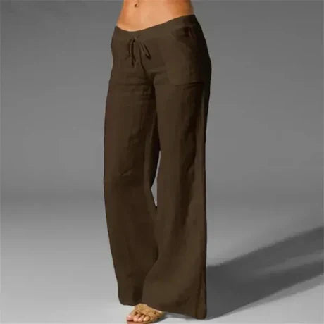 Stacey - Linen Trousers - Brown / XS - Chino pants