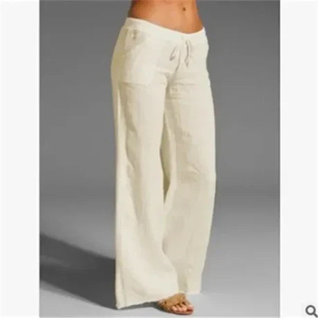 Stacey - Linen Trousers - Crème / XS - Chino pants