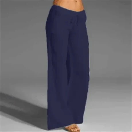 Stacey - Linen Trousers - Navy blue / XS - Chino pants