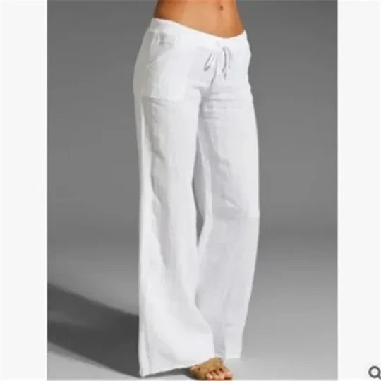 Stacey - Linen Trousers - White / XS - Chino pants