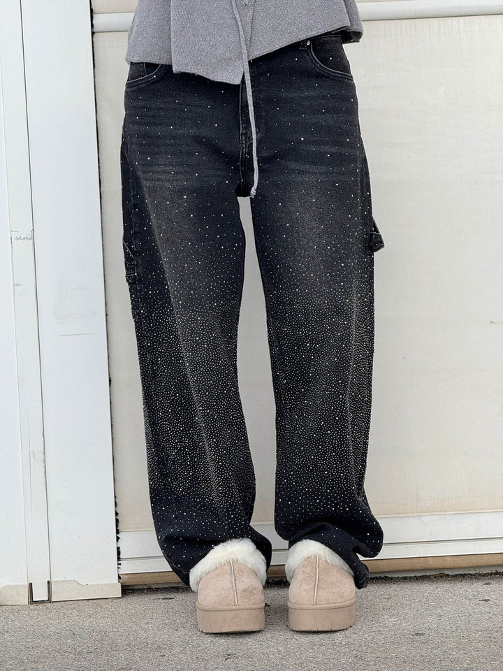 Stella - Sparkling Denim Jeans - Black / XS