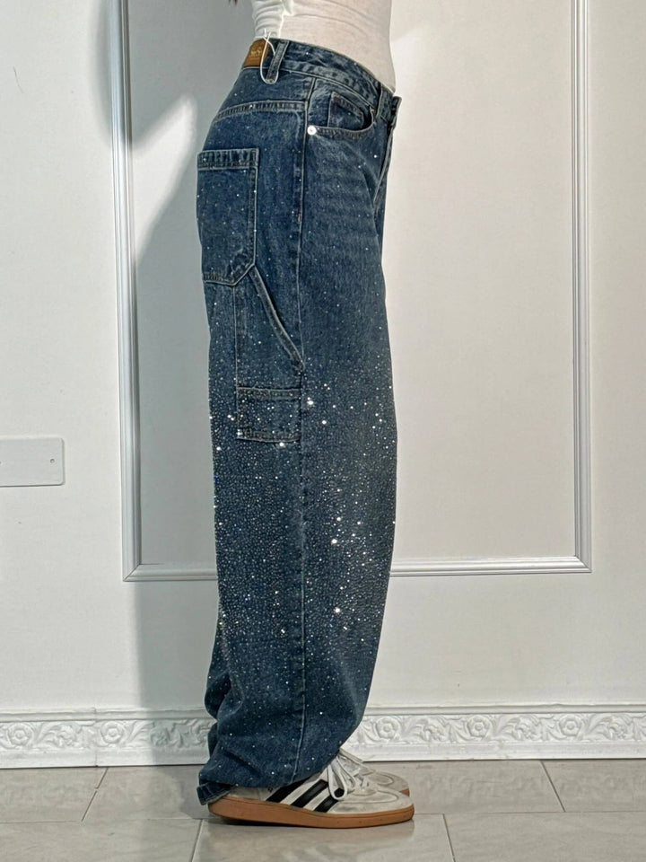 Stella - Sparkling Denim Jeans - Dark Blue / XS