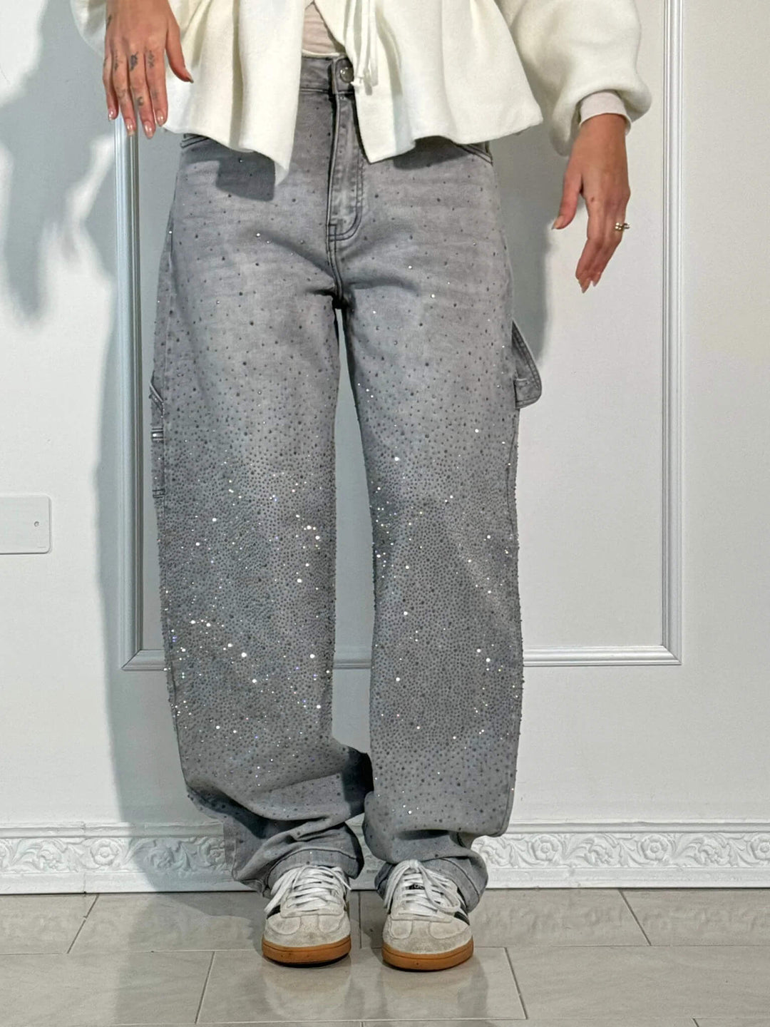 Stella - Sparkling Denim Jeans - Grey / XS