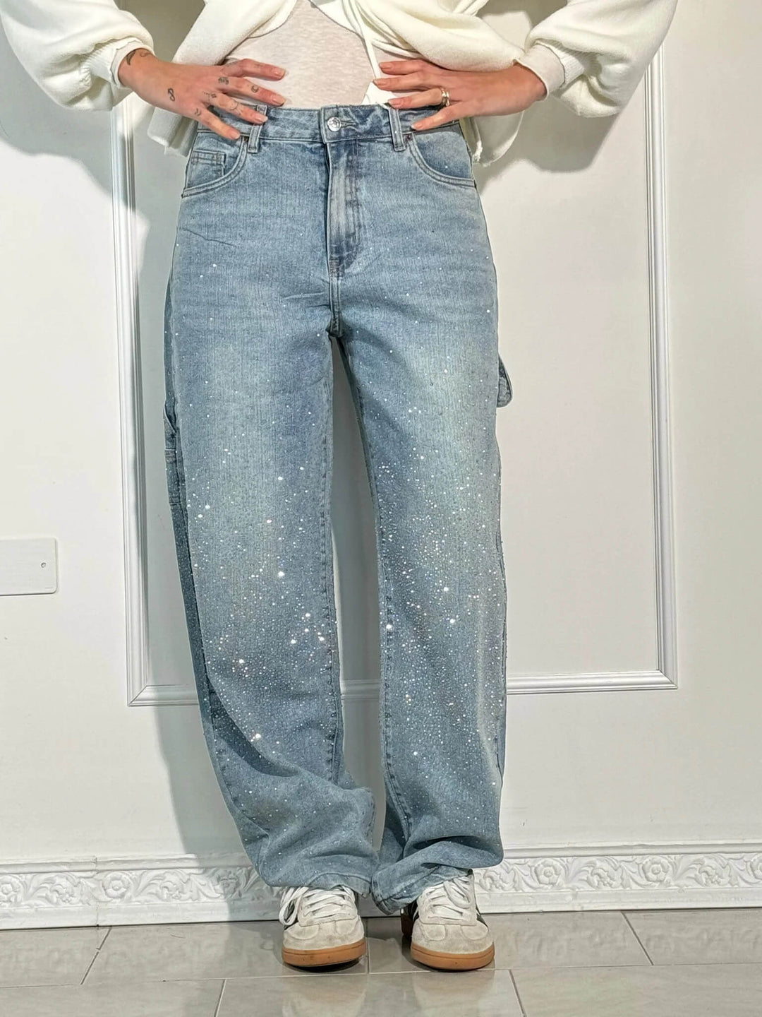 Stella - Sparkling Denim Jeans - Light Blue / XS