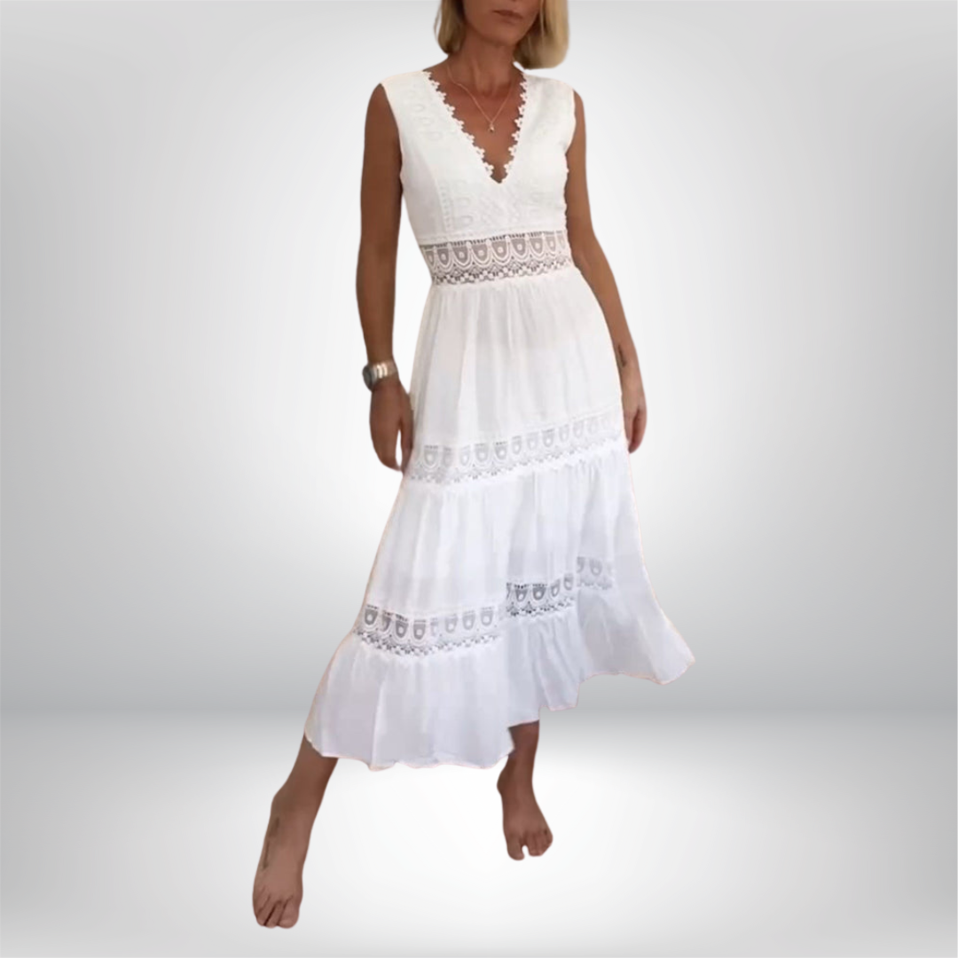 JOANNA™ | Sleeveless Midi Dress in Boho Style with Lace Details