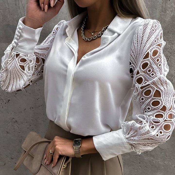 Tali - Stylish And Comfortable Blouse With Lace That’s The Ultimate Eye Catcher - White / S