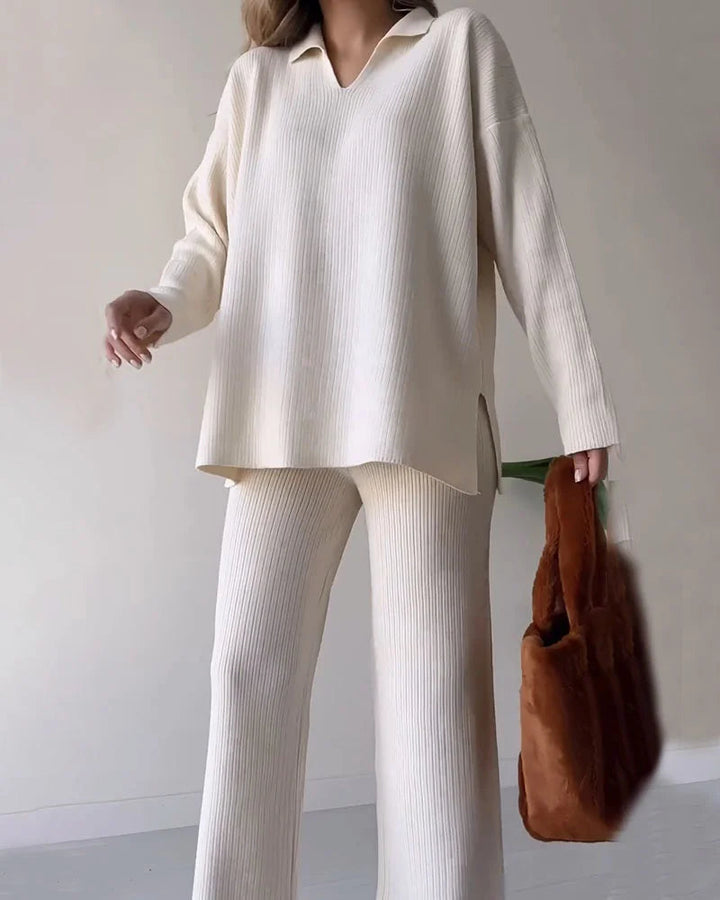 Waverly - Casual Two-Piece Loungewear Set - Apricot / XS