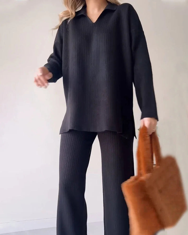 Waverly - Casual Two-Piece Loungewear Set - Black / XS