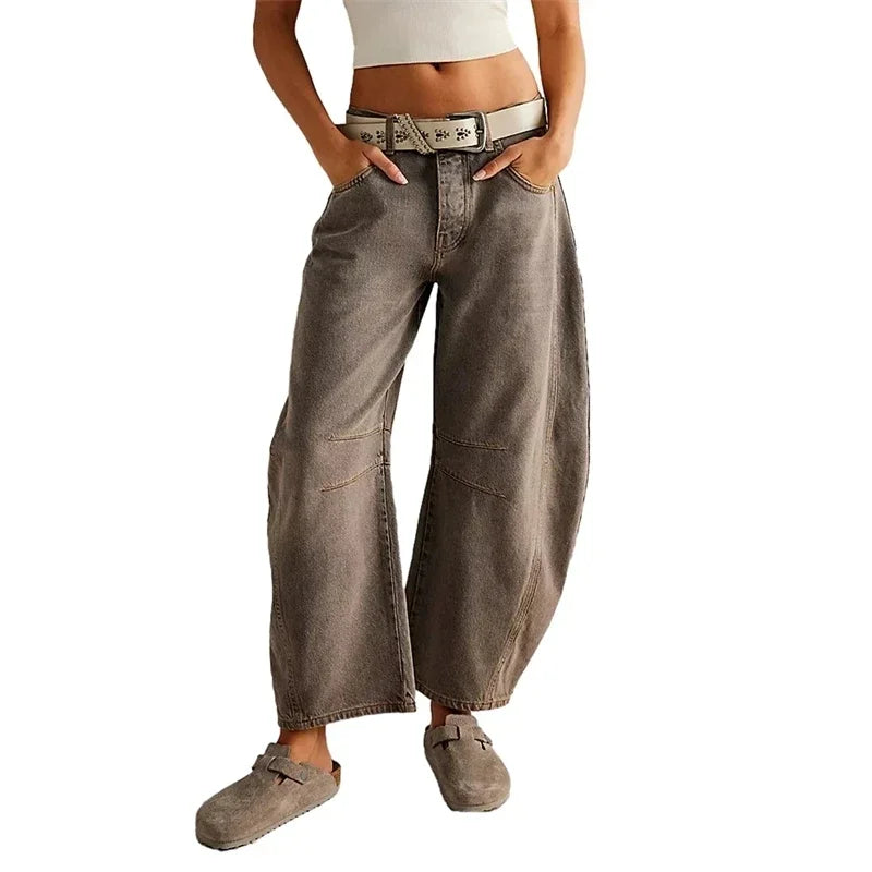 Zoe - Baggy Balloon Shaped Pants - Coffee Brown / S