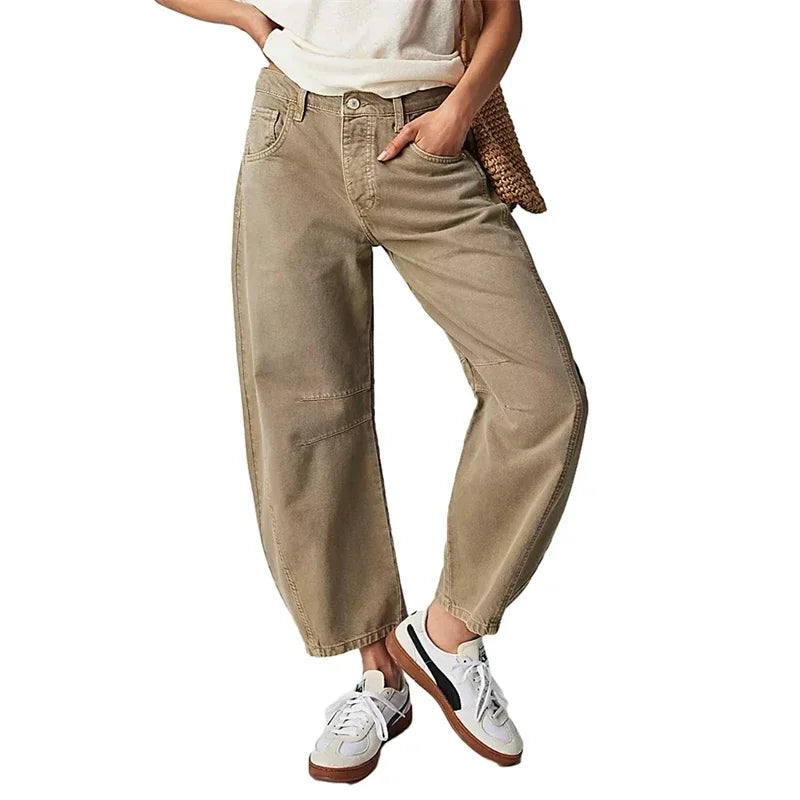 Zoe - Baggy Balloon Shaped Pants - Khaki / S
