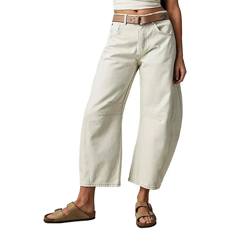 Zoe - Baggy Balloon Shaped Pants - White / S