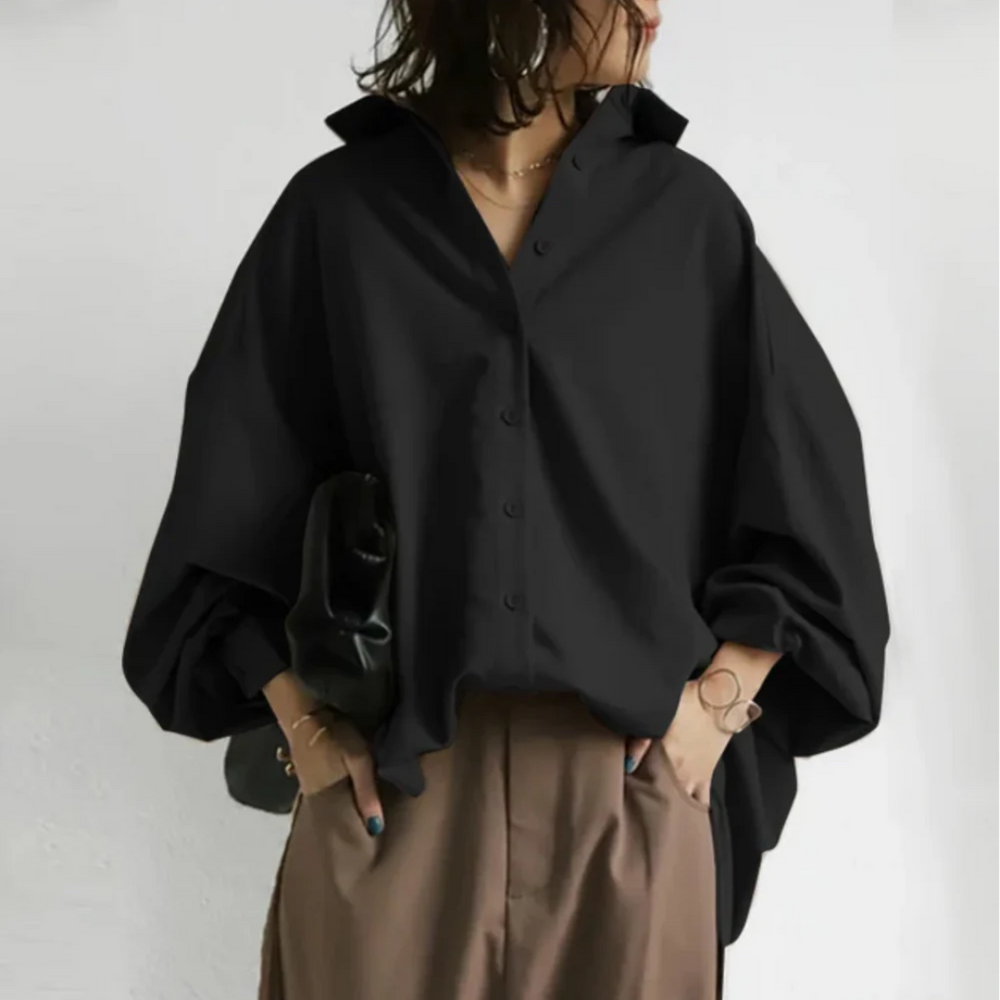 Zoey - Oversized Shirt For An Office Chic Look - Black / S