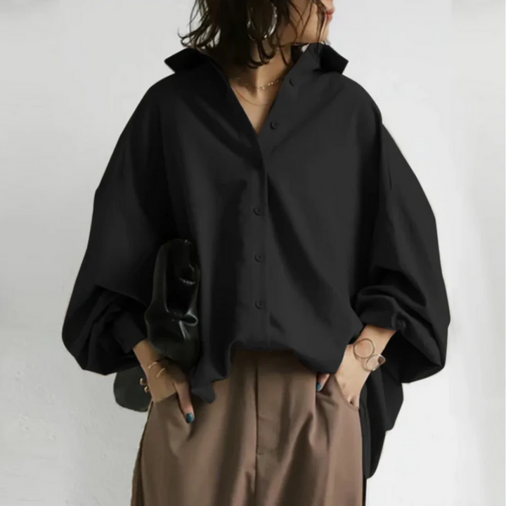 Zoey - Oversized Shirt For An Office Chic Look - Black / S