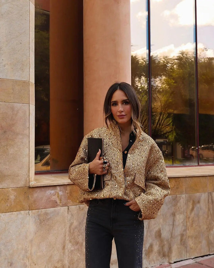 Zora - Golden Nights with This Sequin Jacket - Gold / XS - Women Jacket